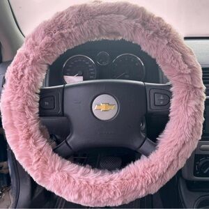 Plush Pink Fuzzy Steering Wheel Cover